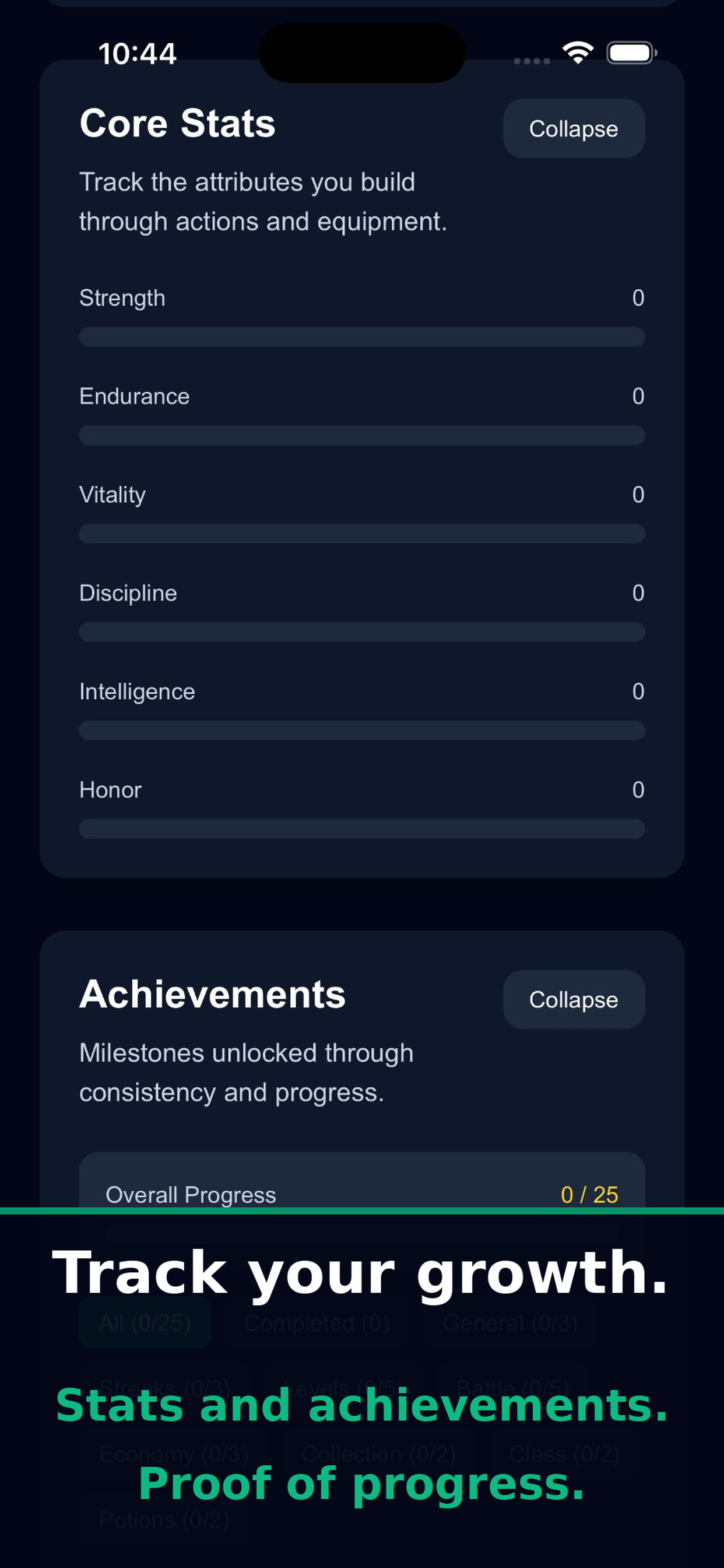 Life-XP Stats and Achievements